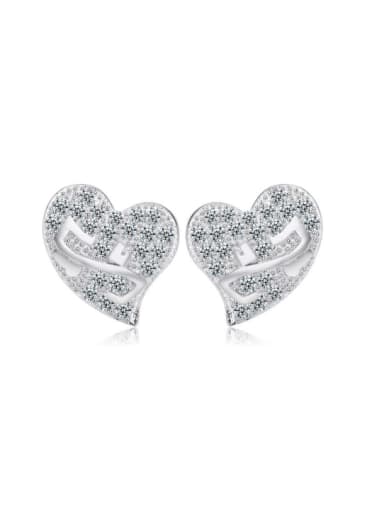 Fashion Heart Micro Pave Zircons Stud Earrings