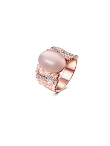 Simple Style Women Rose Gold Gemstone Ring