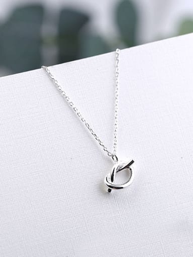 Simple Little Knot Silver Necklace