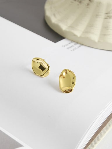 Gold plated  irregular concave convex surface earrings