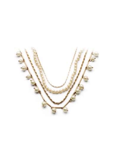 Exquisite Multi- layer Aritificial Pearl  Alloy Necklace