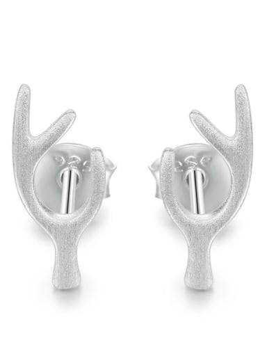 Personalized Deer Antler 925 Sterling Silver Stud Earrings