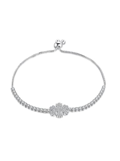 Fashion Shiny Zirconias Snowflake Copper Bracelet