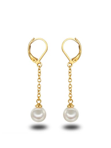 Temperament 18K Gold Plated Artificial Pearl Drop Earrings