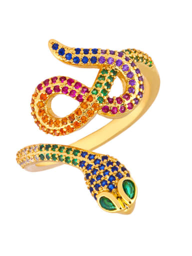 Copper With Cubic Zirconia Fashion Animal snake free size Rings