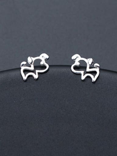 Lovely Hollow Dog Shaped S925 Silver Stud Earrings