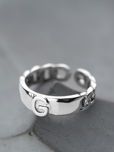 Trendy Open Design Letter G Shaped S925 Silver Ring