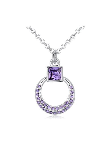 Simple Square Cubic austrian Crystals Hollow Round Alloy Necklace