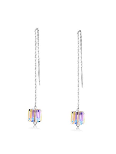 Simple austrian Crystal Bead Alloy Line Earrings