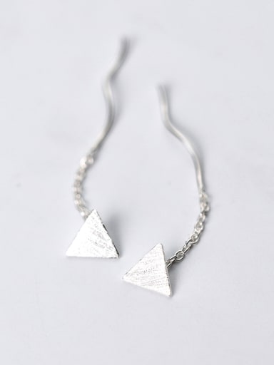 Simply Style Triangle Shaped Brushed S925 Silver Line Earrings