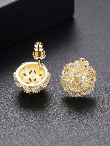 Copper inlaid AAA zircon small smart flower studs