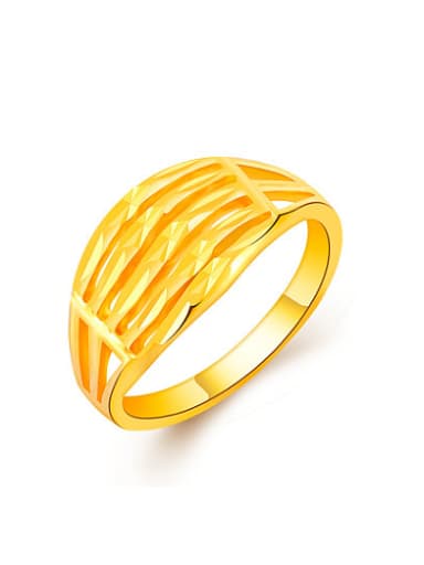 Women Fashion 24K Gold Plated Hollow Design Copper Ring