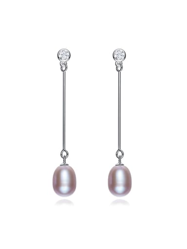 Simple Elegant Freshwater Pearl Zircon Stud Earrings