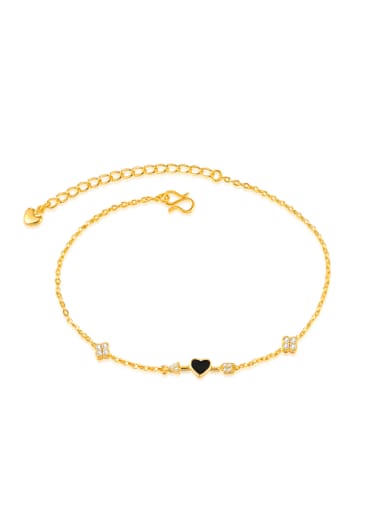 18K Gold Plated Simple Tiny Black Heart shape Anklet
