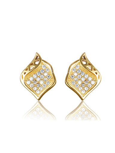 Exquisite 18K Gold Plated Geometric 4A Zircon Stud Earrings