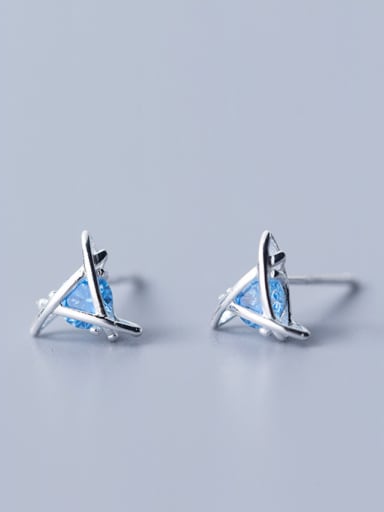 925 Sterling Silver With Silver Plated Simplistic Hollow Triangle Stud Earrings