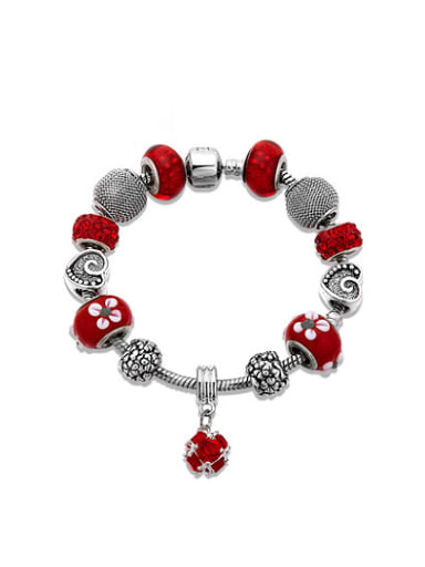 Elegant Red Flower Shaped Rhinestones Bracelet