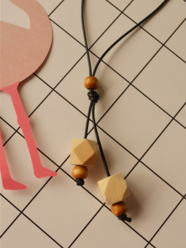 Women Geometric Wooden Beads Necklace