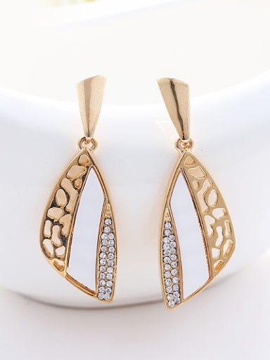 Hollow Geometrical White Acrylic Tiny Rhinestones Stud Earrings