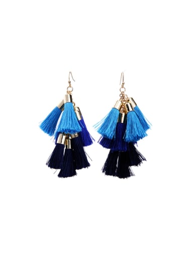 Multi-layer Blue and Black Tassel Drop Chandelier earring