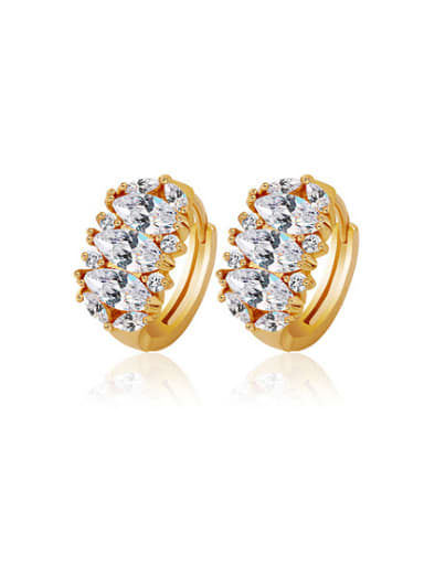 Copper Alloy 18K Gold Plated Fashion Marquise Zircon Clip clip on earring