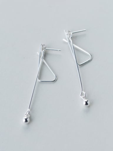 Fresh 925 Silver Triangle Shaped Drop Earrings