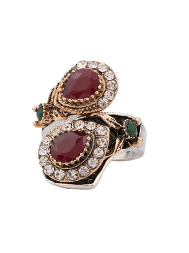 Retro style Resin stones Crystals Alloy Ring