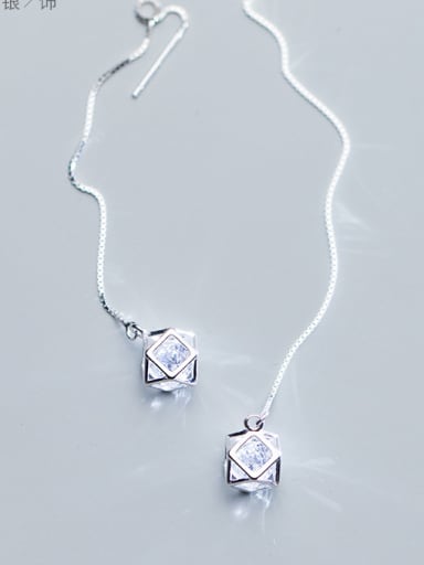 925 silver  Polygonal three-dimensional zircon   earring