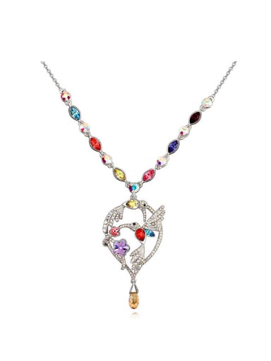 Ethnic style Shiny austrian Crystals-covered Pendant Alloy Necklace