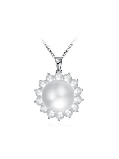 Temperament Sunflower Shaped Artificial Pearl Necklace