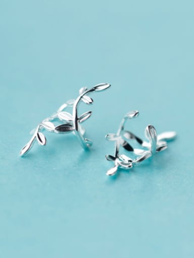 Women Fresh Leaf Shaped S925 Silver Clip Earrings