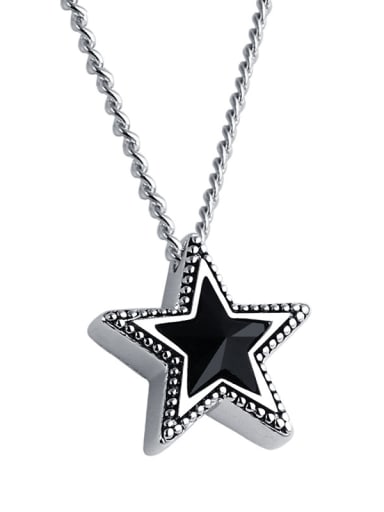 925 Sterling Silver With Acrylic  Retro Simplistic Pentagram pendant  Necklaces