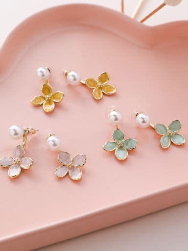 Alloy With Rose Gold Plated Cute Flower Drop Earrings