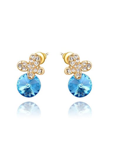 Elegant Blue Austria Crystal Bowknot Shaped Drop Earrings