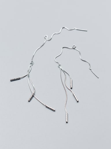 All-match Geometric Shaped Tassels S925 Silver Line Earrings