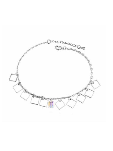 Simple Hollow Squares Cubic austrian Crystal Alloy Anklet