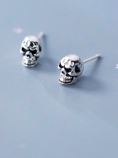 Sterling silver retro skull earrings G0531