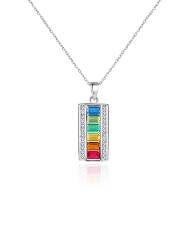 925 Sterling Silver With Platinum Plated Fashion Geometric Necklaces