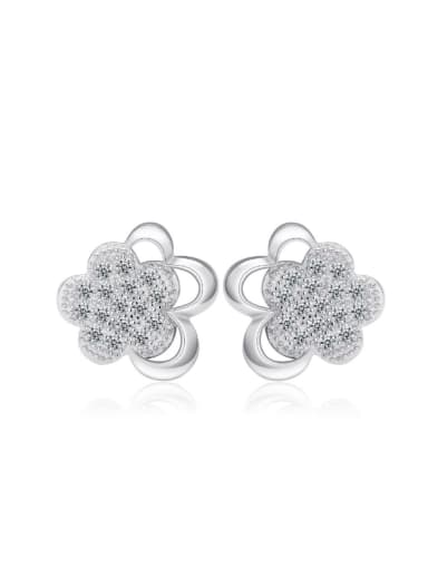 Flower-shape Micro Pave Zircons Stud Earrings