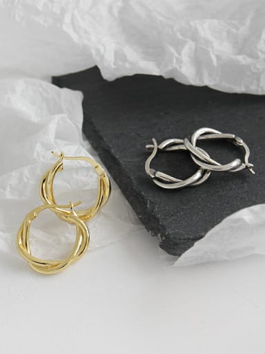 925 Sterling Silver With 18K gold Plated Vintage fried dough twist Clip On Earrings