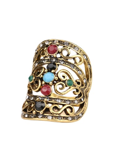Retro Exaggerated style Hollow Resin stones Alloy Ring