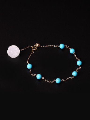 Ethnic style Tiny Turquoise Stones Jade Lotus Seedpot 925 Silver Bracelet