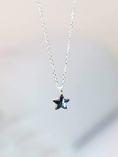 Simple Blue Star Silver Necklace