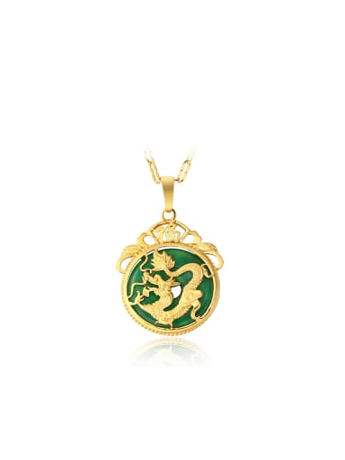 Copper Alloy 23K Gold Plated Classical Dragon Jade Bracelet