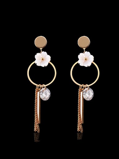 Elegant Round Shaped Flower Rhinestone Drop Earrings