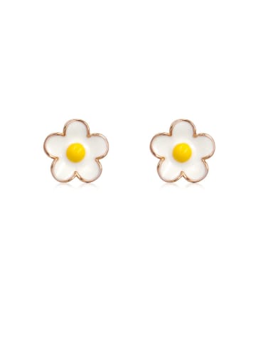 Copper With Platinum Plated Simplistic Flower Stud Earrings