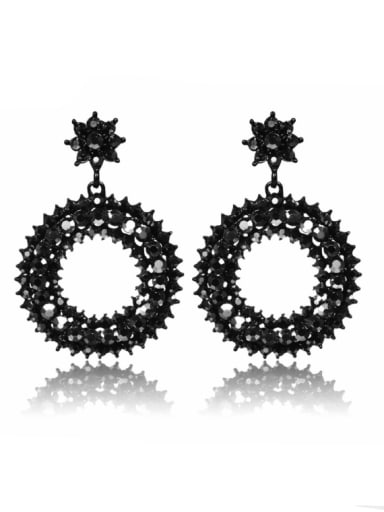 Stainless Steel With Full drill Exaggerated Round Earrings