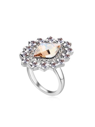 Exaggerated Geometrical austrian Crystals Alloy Ring