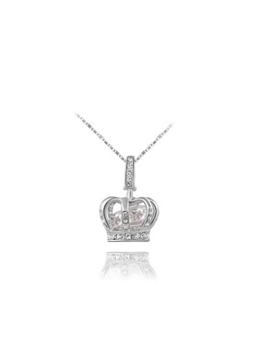 Luxury Platinum Plated Crown Shaped Zircon Necklace