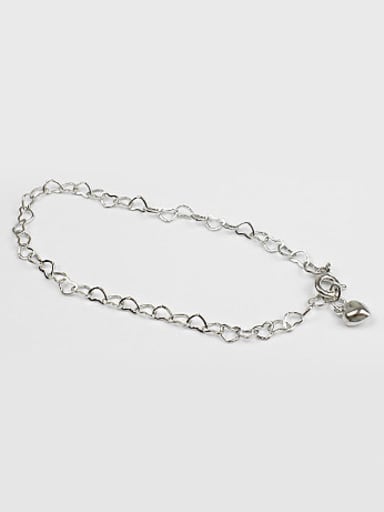 Simple Hollow Little Hearts chain Silver Bracelet